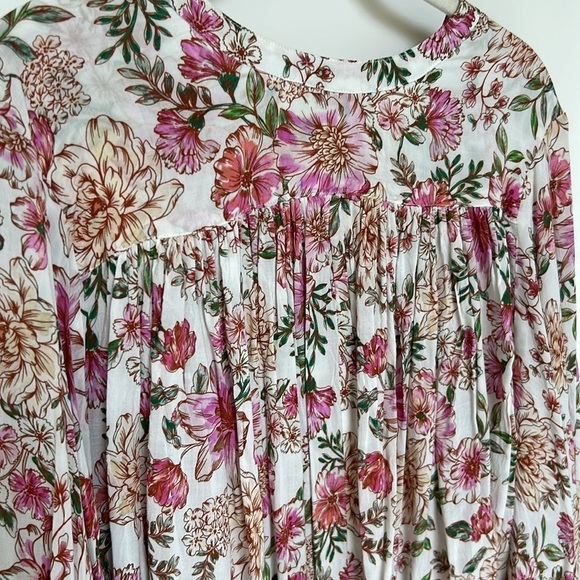 JOHNNY WAS ISLA BUTTON DOWN SHIRT Boho Peasant Floral size Medium - Picture 10 of 14